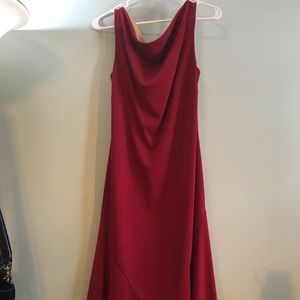 Red cowl neck dress